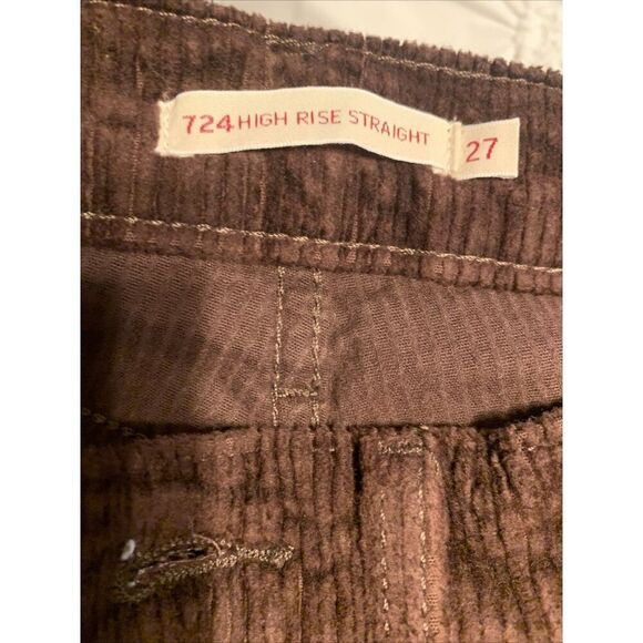 Levi's Women's 724 High Rise Straight Jeans Brown Corduroy Denim 27 - Picture 5 of 6